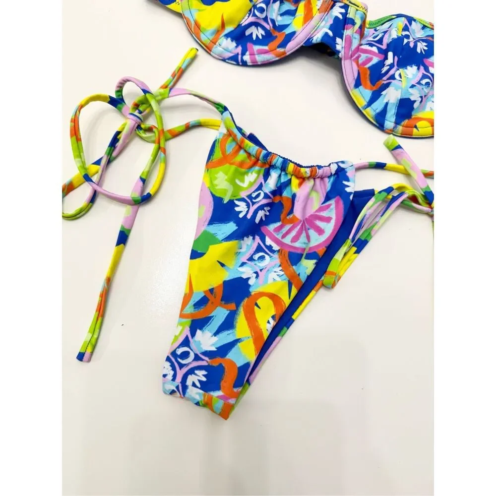 Blackbough Mardi Gras Fiona Top Angel Micro Bottom Bikini Set Small Medium‎ NWOT